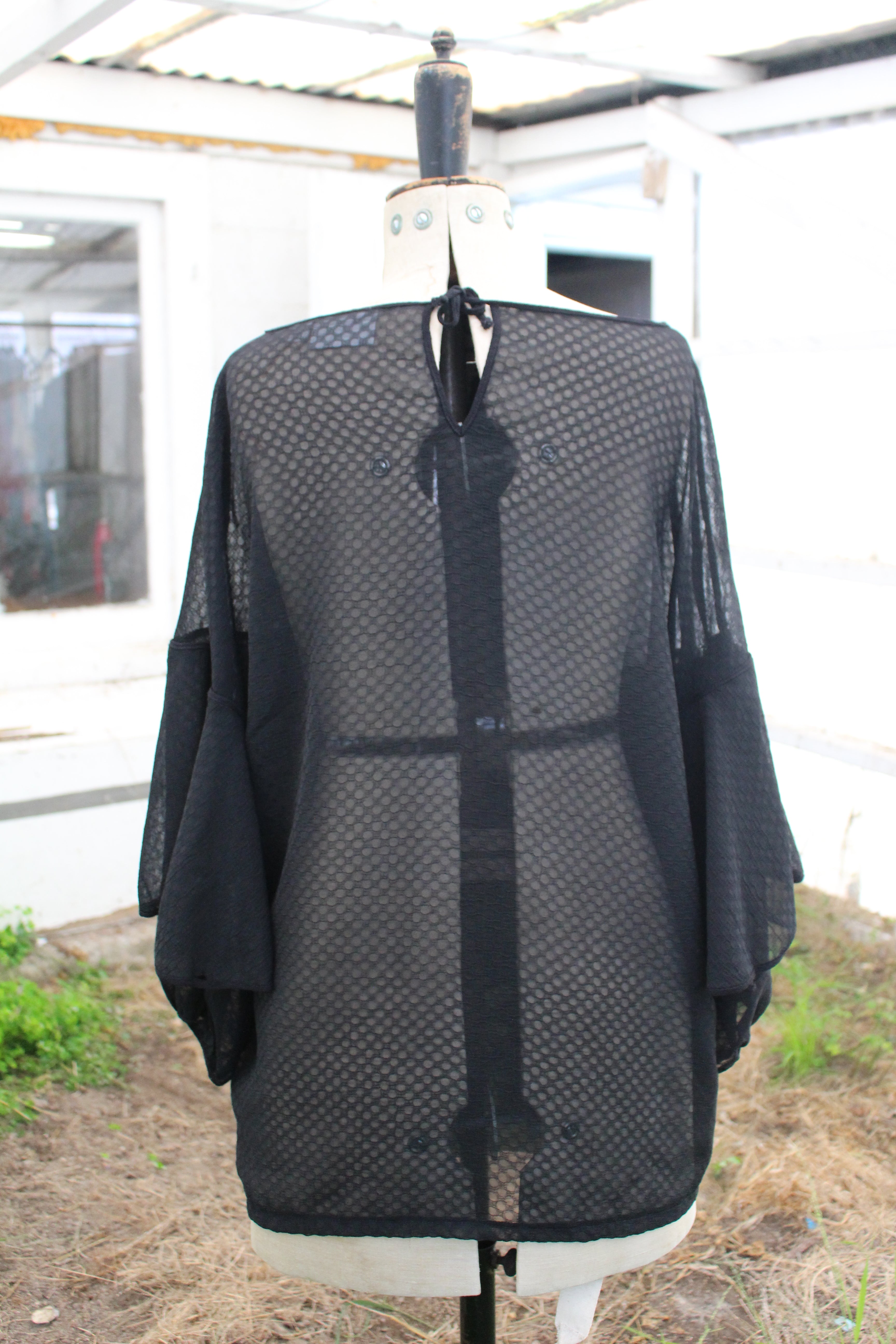 Witchy Oversized Sheer Black Top
