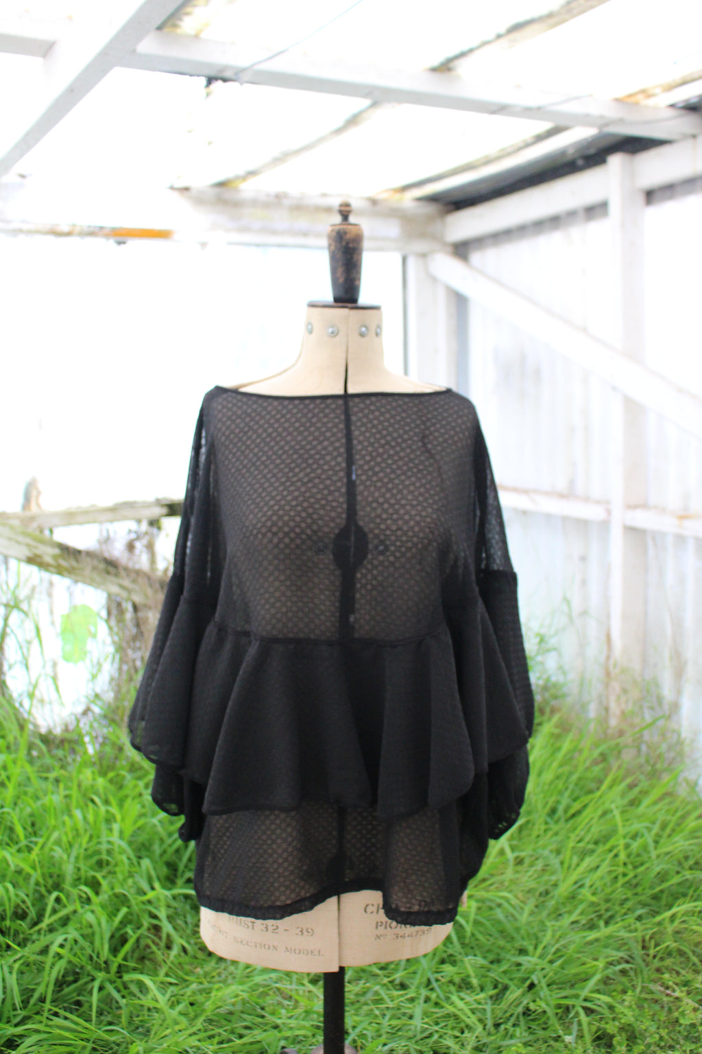 Witchy Oversized Sheer Black Top