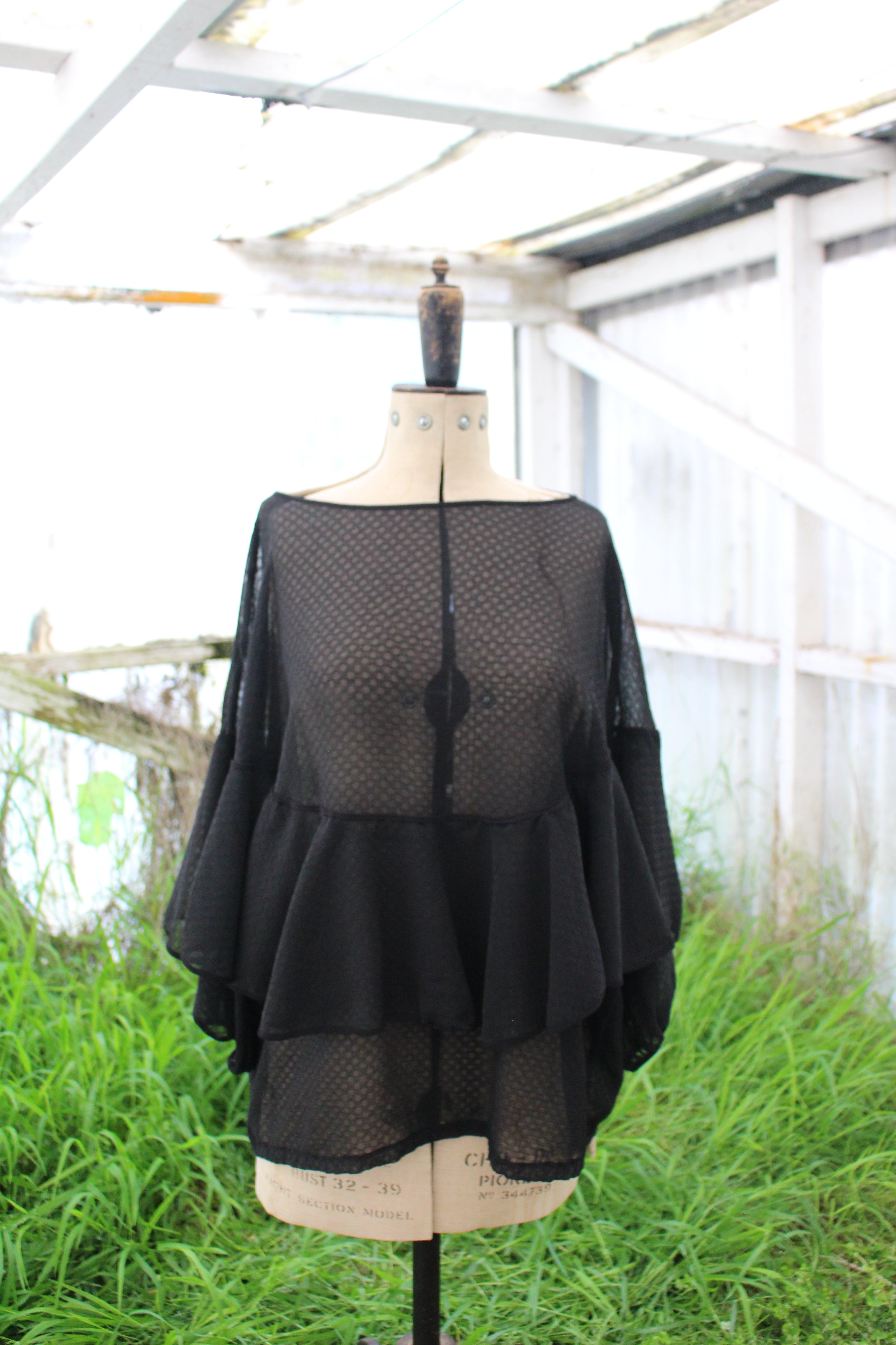 Witchy Oversized Sheer Black Top