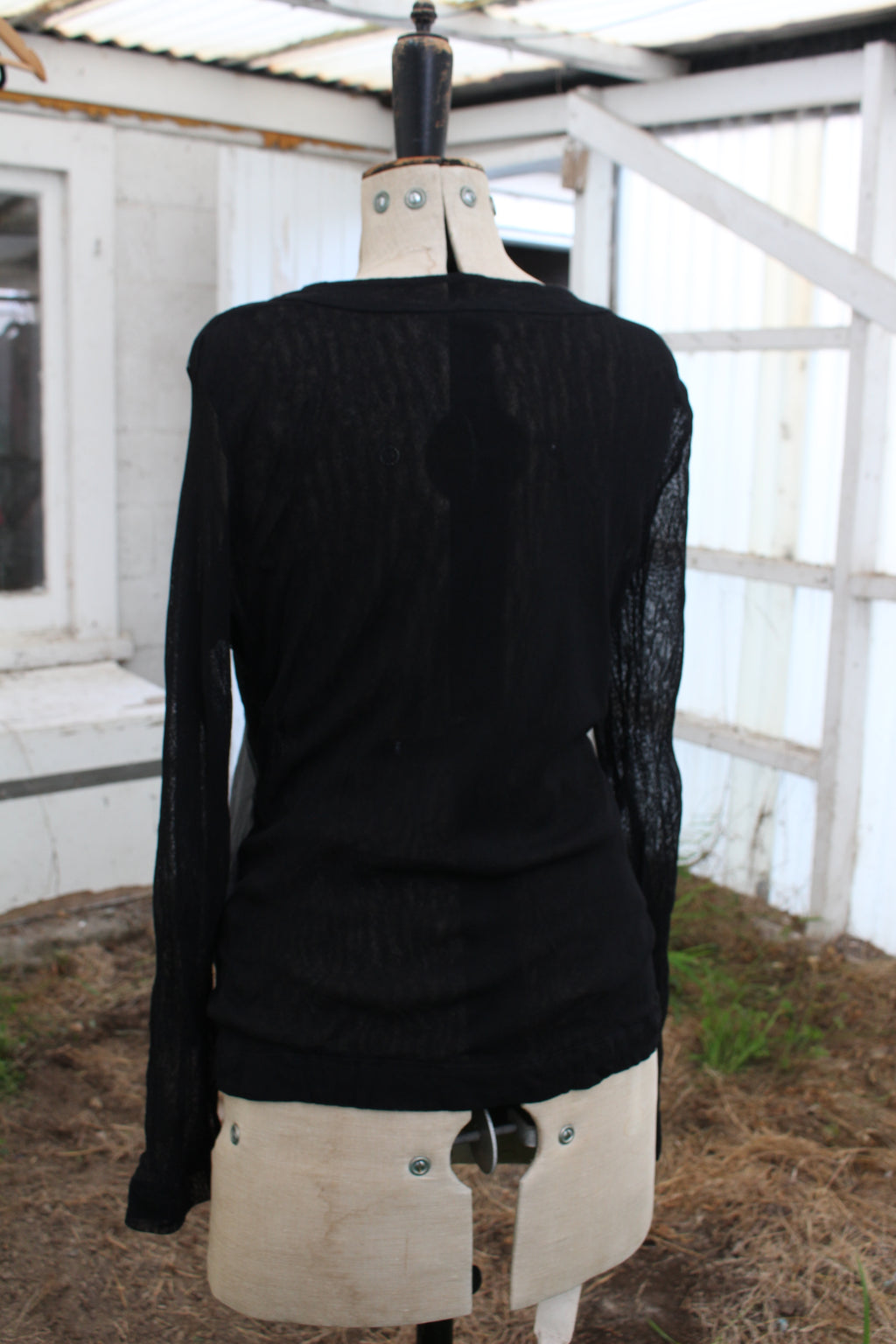 Black and Grey Colour Block Mesh Button up