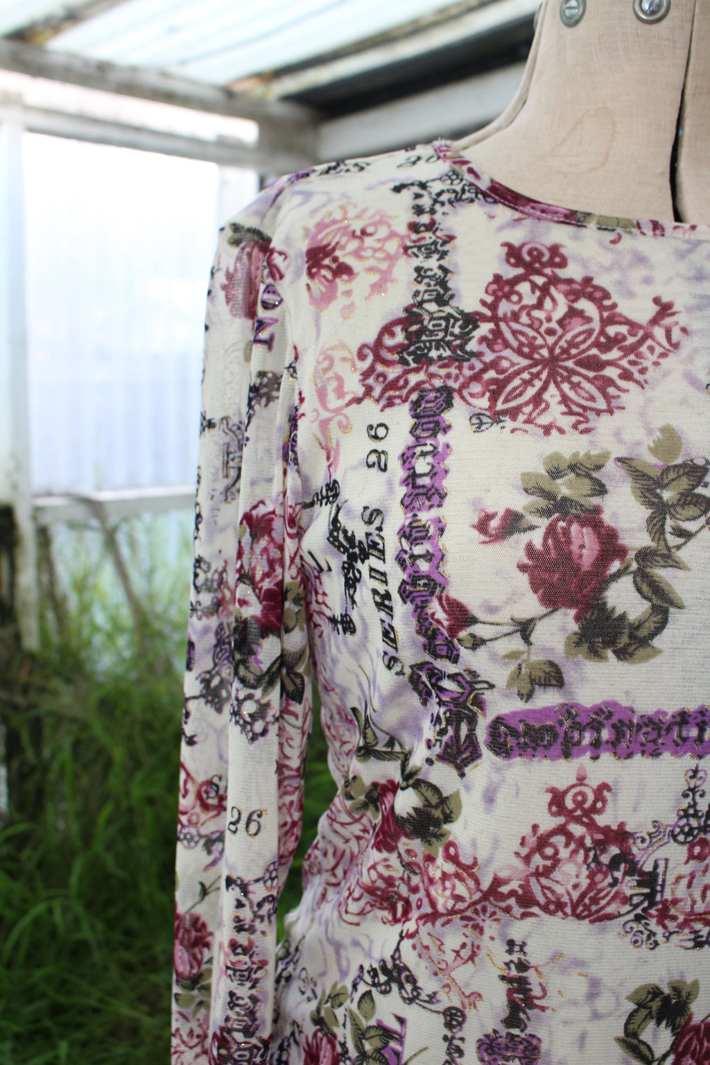 Meshed Purple Sparkly Y2K Graphic 3/4