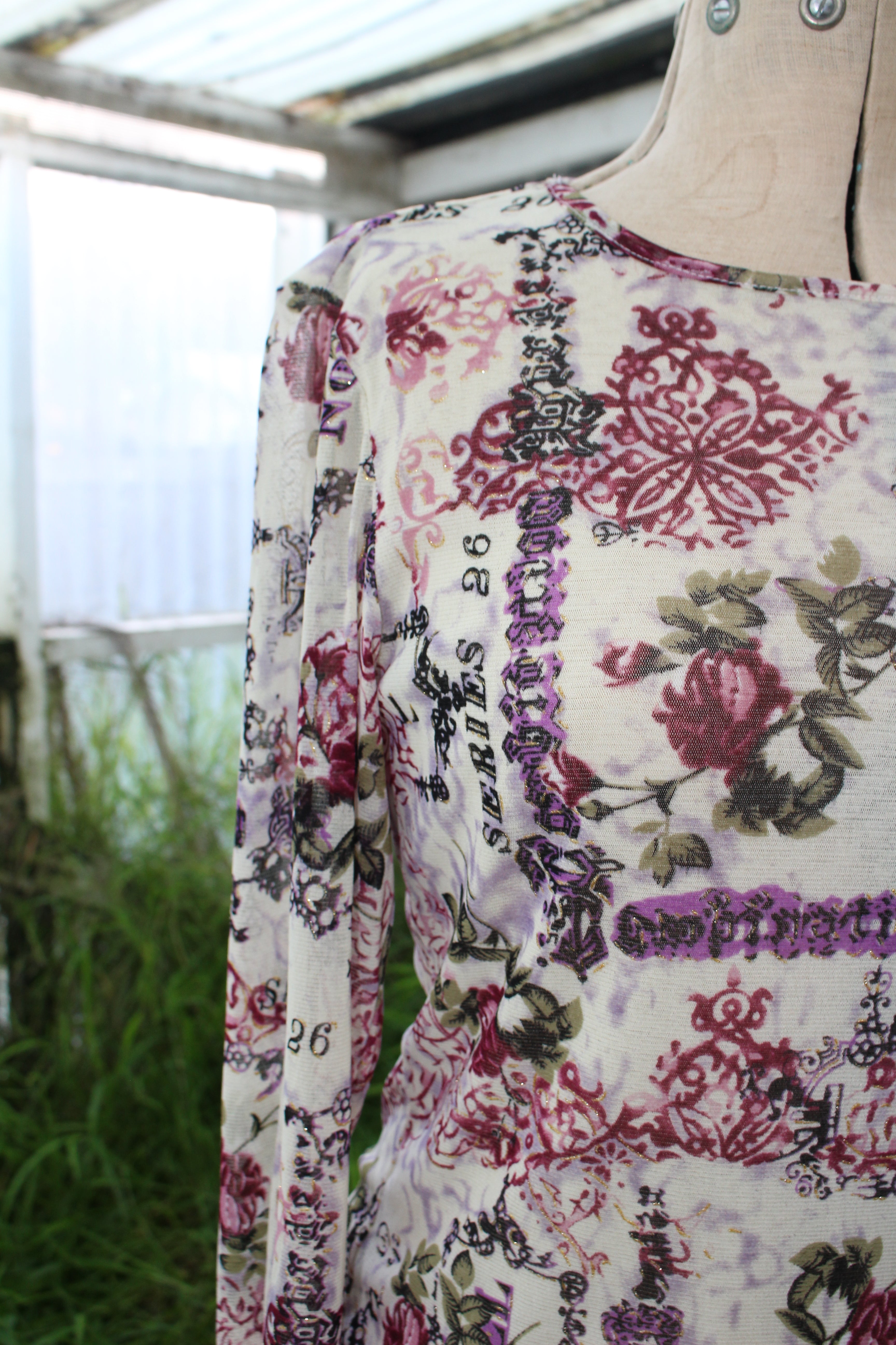 Meshed Purple Sparkly Y2K Graphic 3/4