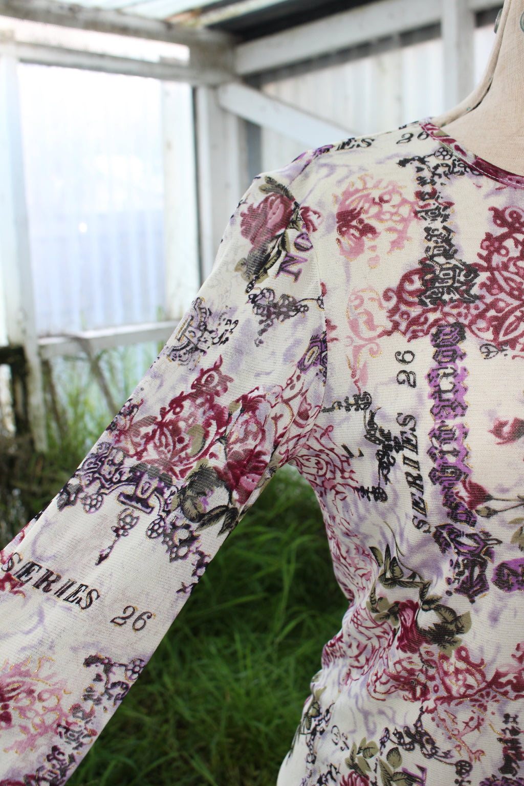 Meshed Purple Sparkly Y2K Graphic 3/4